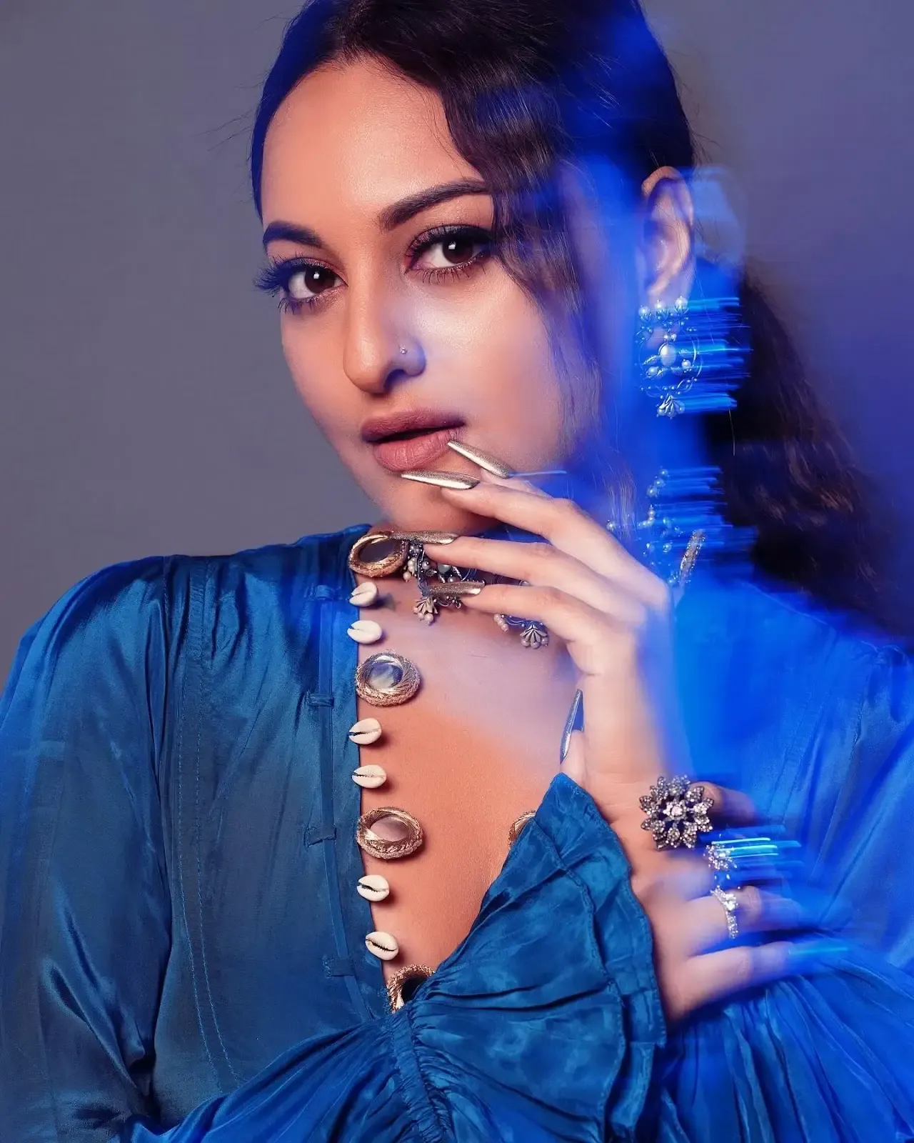 Bollywood Actress Sonakshi Sinha In Beautiful Blue Dress